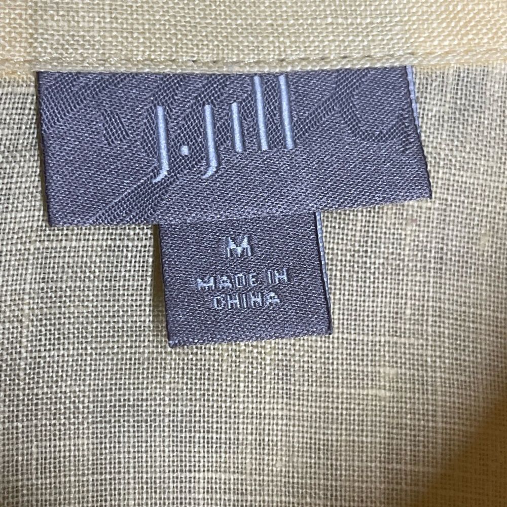 J. Jill yellow 100% linen long sleeve button front shirt blouse top, size medium - Picture 8 of 15